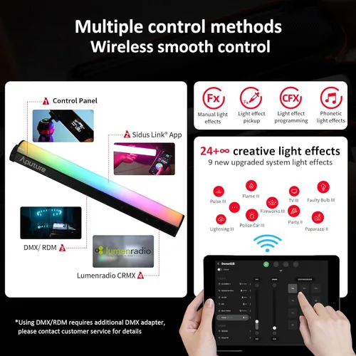 Miniatura 4 de Aputure MT Pro, RGBWW Mini tubo de luz, 36 píxeles mapeables, 7.5W 2000K to10000K,9 sistema de batería incorporado FX con rejilla y trípode