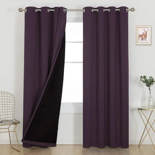 Miniatura 22 de Deconovo Cortinas 100% opacas, cortinas de ventana con aislamiento térmico, paneles reductores de ruido, cortinas de forro negro, con ojales