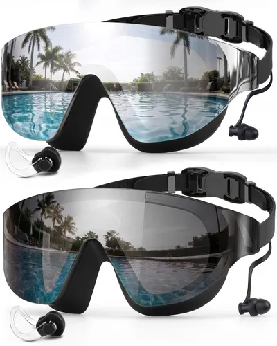 Miniatura 11 de Zoomsnail Swim Goggles 2 Pack, Rimless Wide View Swimming Goggles for Adult, Anti-Fog UV Leaking Pool Goggles for Men Women Azul y rosa