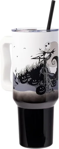 Miniatura 21 de Silver Buffalo Disney Lilo and Stitch Aloha - Vaso de acero inoxidable de doble pared con asa y pajilla, se adapta al portavasos estándar, 40 onzas