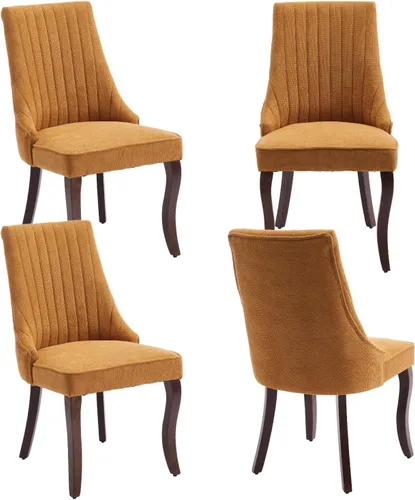 Miniatura 30 de Juego de 2 sillas de comedor, cómodas sillas decorativas tapizadas en tela para cocina y sala de estar, sillas de comedor con acolchado acanalado