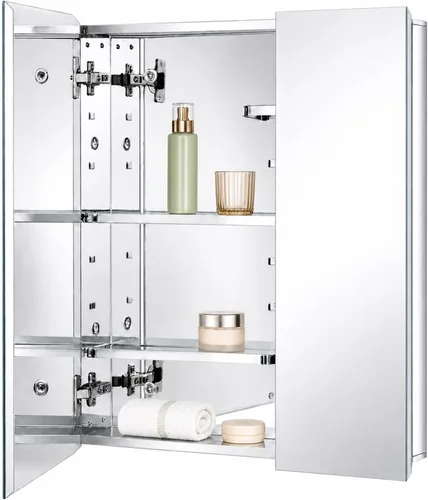 Miniatura 8 de Fundin Armario de pared de baño con estantes de corte medio, gabinete de almacenamiento de acero inoxidable de 14.8 x 25.6, botiquín de baño/sala