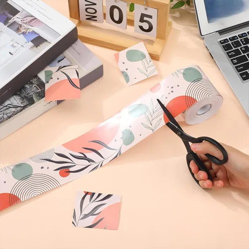 Miniatura 4 de Zonon Bordes bohemios de 65 pies para tablón de anuncios, 1 rollo de tablón de anuncios, bordes rectos para decoración de regreso a la escuela