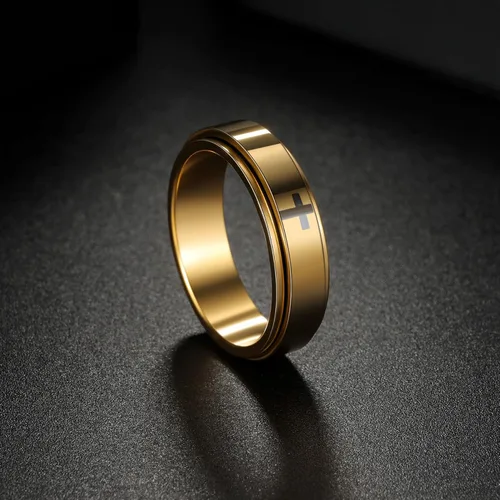 Miniatura 34 de Anillos giratorios para la ansiedad para hombre, anillos clásicos de cadena para mujeres y adultos, anillo de acero de titanio