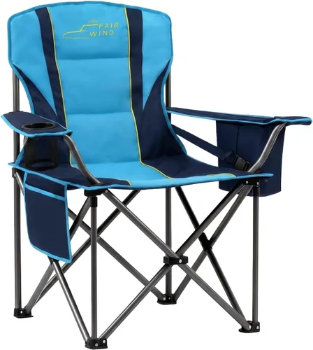 Miniatura 10 de FAIR WIND Silla de camping acolchada de gran tamaño con reposapiés, juego de taburetes, soporte resistente, soporta 300 libras, bolsa de negro