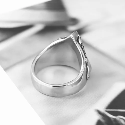 Miniatura 4 de HZMAN Anillo de ojo de la Providencia, estilo vintage, triangular, estilo tentáculo, para hombre, punk de acero inoxidable, resistente, para todo lo