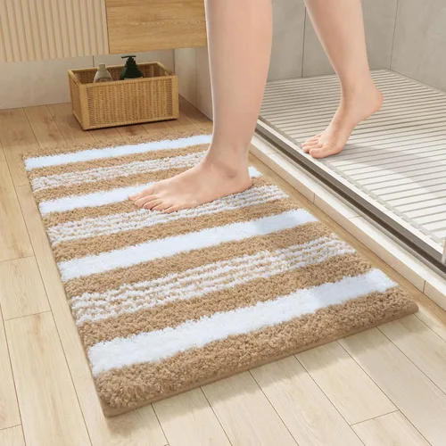 LOCHAS Alfombras de baño, 24" x 17" Alfombra de baño antideslizante absorbente, lavable de microfibra, alfombra de baño lujosa esponjosa suave,