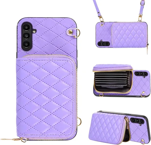 Miniatura 39 de Funda cartera desmontable con correa cruzada para Samsung Galaxy S20 FE 5G 6.5 pulgadas con cremallera, múltiples ranuras para tarjetas, soporte