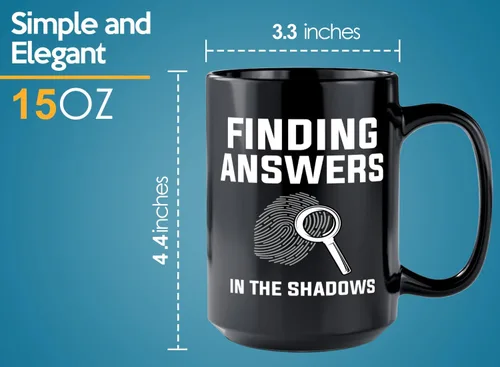 Miniatura 6 de Taza de café detective de 15 onzas, color negro, encontrando respuestas en - oficial de policía policía patrulla detective sheriff aplicación