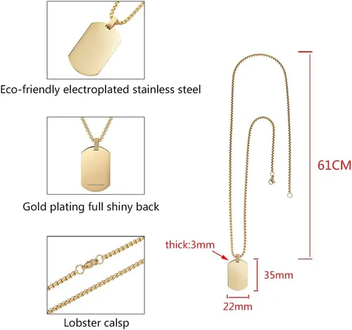 Miniatura 4 de Geoffrey Beene Collar con colgante de placa de perro grabable de acero inoxidable para hombre