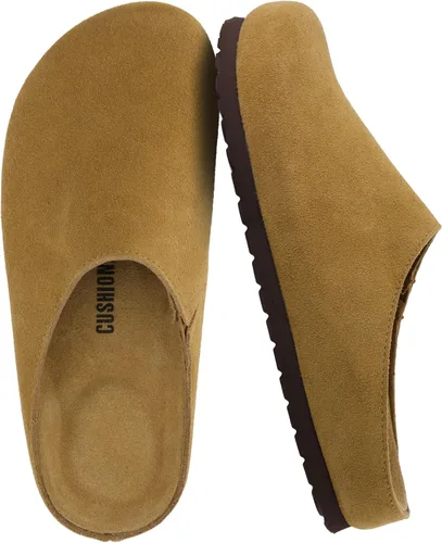 Miniatura 9 de CUSHIONAIRE Lute - Zuecos de piel de gamuza auténtica para mujer para interiores y exteriores, cómodos zuecos para mujer con plantilla acolchada