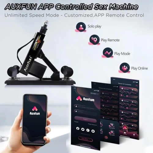 Miniatura 2 de Máquina sexual, AUXFUN máquina automática de consolador con control de aplicación Bluetooth, máquina de empuje para mujeres con 6 accesorios