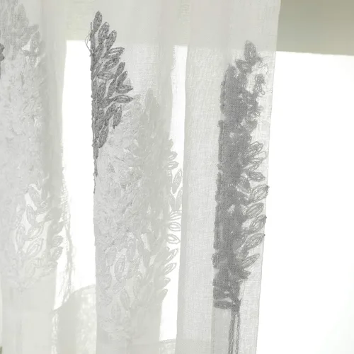 Miniatura 5 de VOGOL Juego de cortinas transparentes bordadas y cenefas para sala de estar, con bolsillo para barra blanca, par de cortinas traslúcidas
