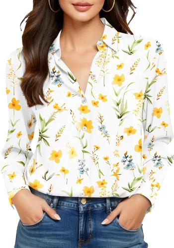 Miniatura 36 de Camisas sin planchado y sin arrugas para mujer, con botones, de manga larga, de seda de morera, blusas casuales para el trabajo