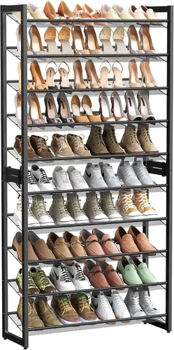 Miniatura 11 de SONGMICS ULMR03A organizador de zapatos con 3 estantes de metal apilables en dos posiciones (plano e inclinado) para armario, habitación o entrada