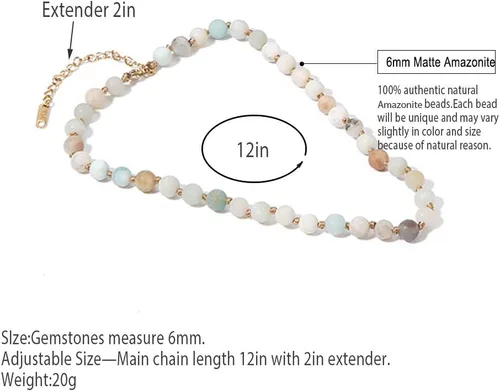Miniatura 6 de BALIBALI Gargantilla con cuentas de piedra semipreciosa, chapado en oro de 14 quilates, piedra natural, collar de doble hebra, collares cortos
