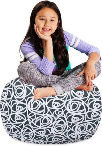 Miniatura 32 de Posh Stuffable Kids Funda de Silla Puf Rellenable para Almacenamiento de Animales de Peluche - Organizador de Juguetes Infantiles, Mediano 27