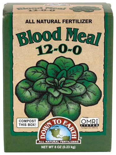 Down To Earth All Natural Fertilizers Harina de sangre orgánica - Alimento vegetal con alto contenido de nitrógeno para crecimiento verde 12-0-0,
