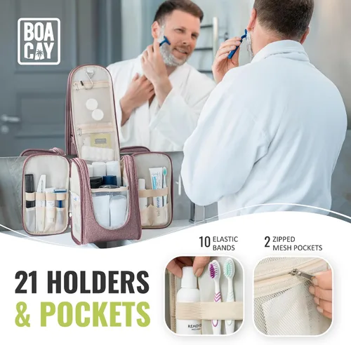 Miniatura 4 de Bolsa premium de artículos de aseo personal para viaje, para hombres y mujeres, bolsa de higiene, kit organizador de baño, con soporte de banda