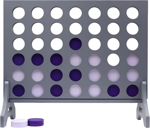 Miniatura 8 de Juego gigante 4 en una fila para familia y adultos – Tailgating Pros Jumbo de madera gris cuatro en una fila juego de patio para interiores