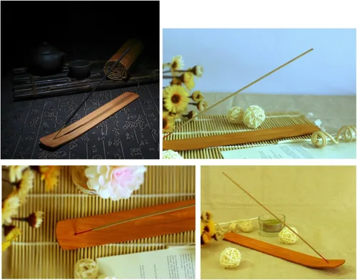 Miniatura 3 de TrendBox 5pcs hecho a mano madera llana incienso palo titular quemador ceniza colector diseño natural budista