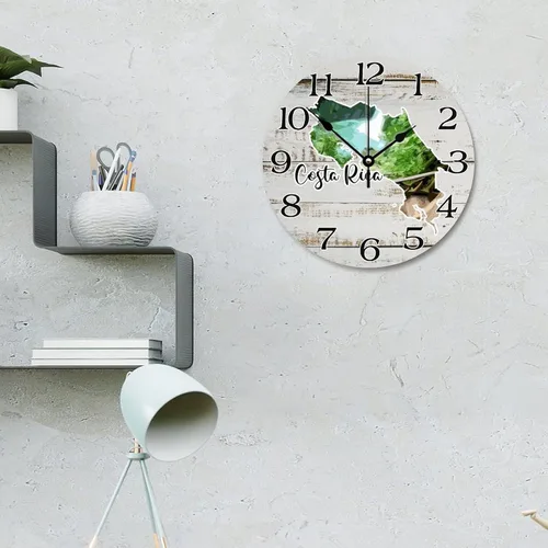 Miniatura 3 de Reloj de pared de Costa Rica Landmark - Reloj colgante de viaje silencioso grande de 10 pulgadas para dormitorio, sala de estar, decoración de pared