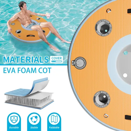 Miniatura 6 de Flotadores inflables para piscina para adultos, barra flotante inflable, portavasos integrado, espuma suave de EVA de 0.472 in, espacio