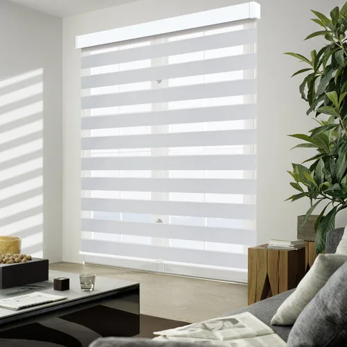 Miniatura 6 de Persianas de cebra de tamaño personalizado para ventanas de interior, filtrado de luz y oscurecimiento de habitación (color blanco)