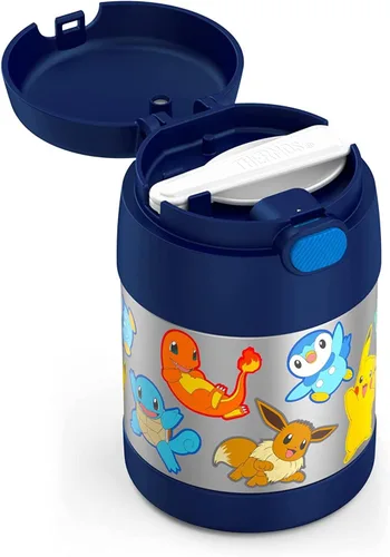 Miniatura 2 de THERMOS FUNTAINER - Tarro de comida para niños aislado al vacío de acero inoxidable de 10 onzas con cuchara, Pokemon