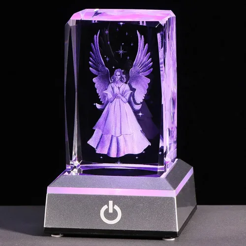 Miniatura 8 de YWHL Figura de Cruz de Cristal 3D con Base de Luz Colorida, Grabada Láser, Regalos Religiosos Bíblicos para Mujeres y Hombres, Decoración Cristiana