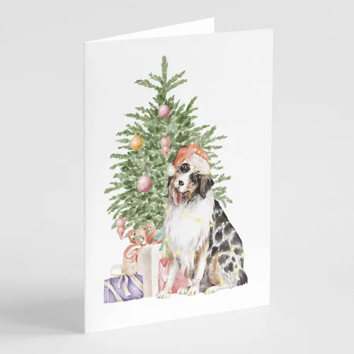 Miniatura 61 de Caroline's Treasures CK8213GCA7P Bulldog, Bulldog Inglés #2 - Tarjetas de felicitación y sobres de árbol de Navidad, paquete de 8 tarjetas en blanco