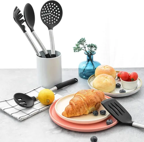 Miniatura 4 de Rorence Juego de utensilios de cocina de silicona: 12 piezas de utensilios de cocina antiadherentes y resistentes al calor de silicona y asas