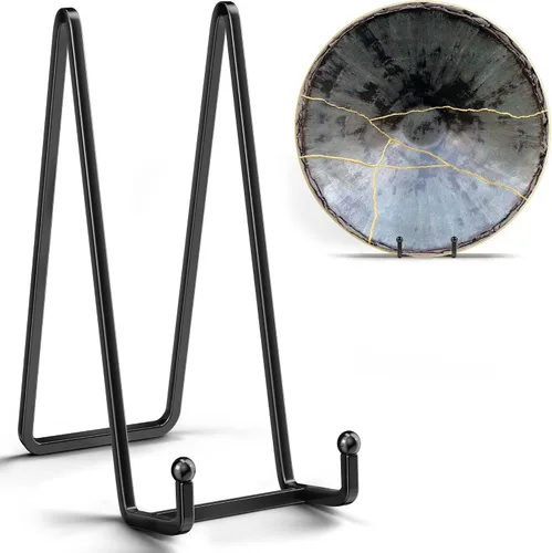 Miniatura 11 de IPAME Soportes para Platos Grandes de 8 Pulgadas para Exhibición - Soporte de Exhibición de Alambre Cuadrado de Metal para Platos + Soporte