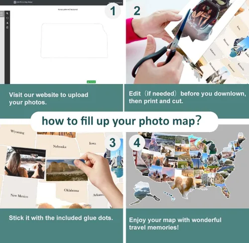 Miniatura 7 de Mapa de fotos de Estados Unidos – Mapa de viaje de 50 estados de 24 x 36 pulgadas, incluye creador de fotos, regalo ideal para parejas, aventureros