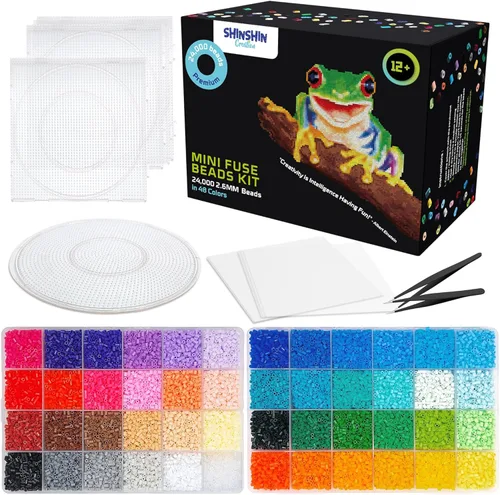 Miniatura 10 de Kit de cuentas fusibles XXL, cuentas derretidas para manualidades de niños Kit de cuentas de hierro para niños - fusibles de cuentas de clavijas