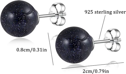 Miniatura 116 de Natural Stone Stud Earrings for Women 8mm Sterling Silver Genuine Gemstone Earrings Handmade Sterling Silver Crystal Stud Earrings for Women