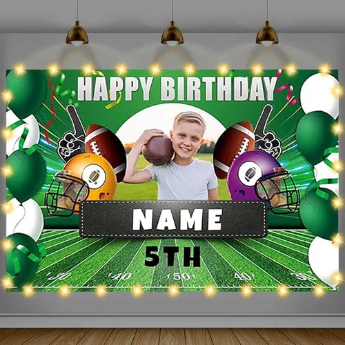 Miniatura 24 de Cartel de feliz cumpleaños beige personalizado para telón de fondo grande de feliz cumpleaños, globo aerostático, fiesta, interior y exterior
