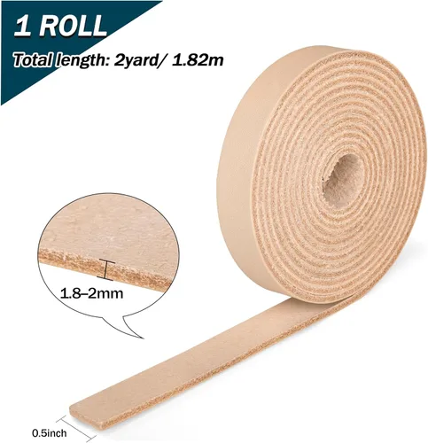 Miniatura 2 de JinRuiKJ Cinturón de Cuero en Blanco de Grano Completo Correa de Cuero - 1/2 Pulgada de Ancho 72 Pulgadas de Largo Tiras de Cuero Curtido Vegetal