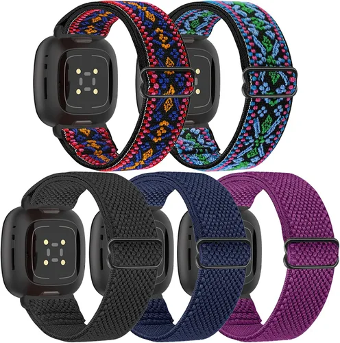 Miniatura 11 de Bandas elásticas compatibles con Fitbit Versa 4/Versa 3/Sense 2/Sense, correas de repuesto deportivas de nailon ajustables para mujeres y hombres