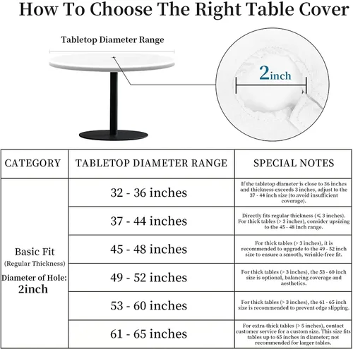 Miniatura 2 de Mantel para exteriores con agujero para sombrilla y cremallera, impermeable, redondo, ajustable con borde elástico, mantel lavable para mesa al aire