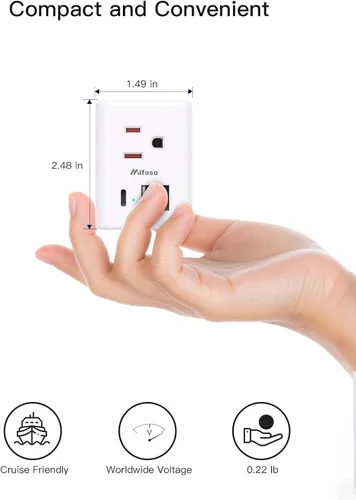 Miniatura 6 de Adaptador de enchufe de viaje para Suiza, adaptador de enchufe suizo con 3 tomacorrientes, 3 puertos de carga USB (1 USB C), adaptador de corriente