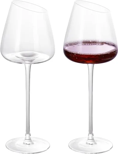 Miniatura 31 de KAMMAK Juego de 2 copas de vino de 11.49 onzas, de cristal soplado a mano, borde fino y tallo largo, perfectas para rojo y blanco, uso diario