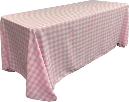 Miniatura 46 de LA Linen Mantel rectangular de poliéster Gingham a cuadros 60 por 84 pulgadas, blanco y verde oscuro