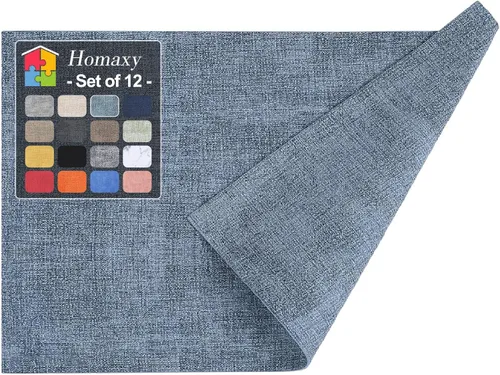 Miniatura 66 de Homaxy - Juego de 6 manteles individuales de piel sintética resistentes al calor para mesa de comedor, impermeables, lavables, limpiables, manteles