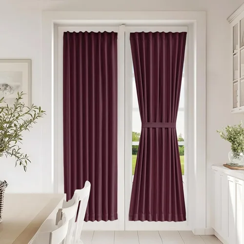 Miniatura 58 de Vatge - Cortinas autoadhesivas para puerta francesa, tratamiento de ventana con filtro de luz sin varillas ni perforaciones para puertas de cristal