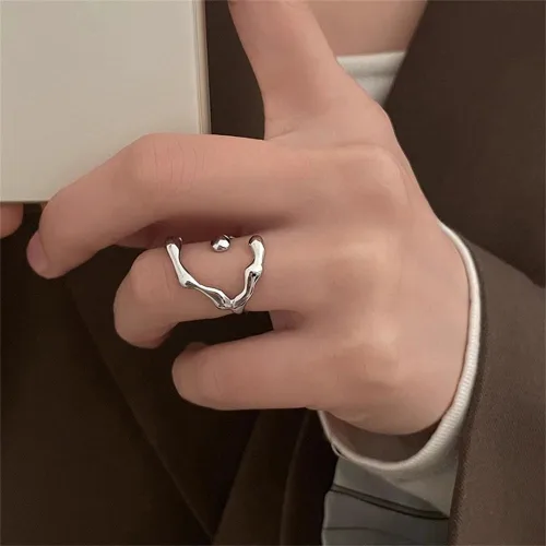 Miniatura 249 de Anillo de plata de ley 925, minimalista, ajustable, hecho a mano, para mujeres y niñas