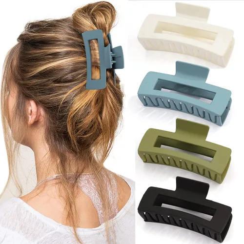 Canitor 4 pinzas para el cabello, agarre fuerte, diseño francés mate, pinzas antideslizantes para cabello grueso y mujeres