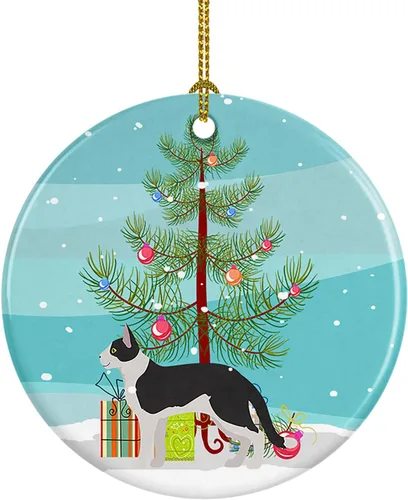 Miniatura 211 de Caroline's Treasures Adorno de cerámica con texto en inglés "Merry Christmas" para colgar en el árbol de Navidad, decoración para el hogar, Navidad