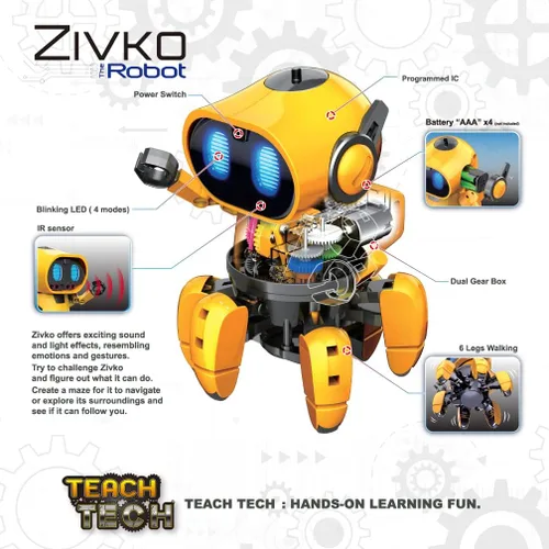 Miniatura 4 de Elenco Teach Tech “Zivko El Robot”, robot interactivo con capacidad de A/I y sensor infrarrojo, juguetes de aprendizaje STEM para niños de 10 años