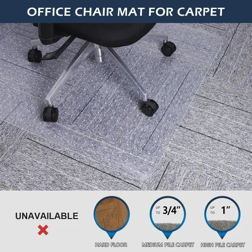 Miniatura 4 de SALLOUS Tapete para silla para alfombra, 36 x 48 pulgadas, tapete resistente para silla de oficina con labio, tapete para silla